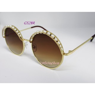 GAMT Round Sunglasses Pearl Mosaic - Brown กรอบทองประดับมุก เลนส์ไล่ระดับสีน้ำตาล ของแท้ พร้อมส่ง