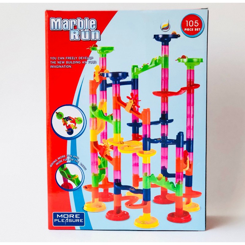 ของเล่นหอลูกบอลกลิ้ง Mable Run ประกอบด้วย 105 ส่วน ของเล่นประกอบหอคอยโมเดลดรอปบอลสําหรับเด็ก