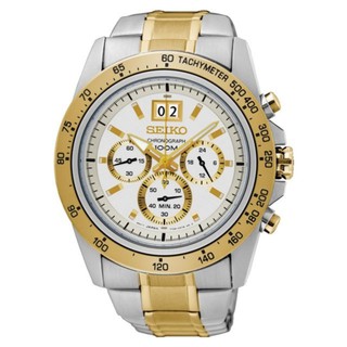 SEIKO นาฬิกาข้อมือผู้ชาย Silver-Toned Chronograph Dial Watch SPC228P1