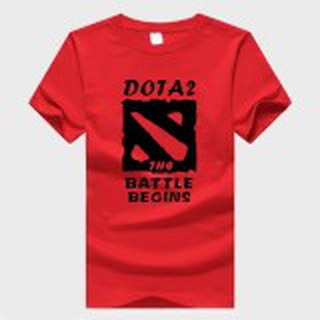 เสื้อยืดคอกลมเสื้อยืดพิมพ์ลาย Dota2 Battle Begins Gamer 01 สีแดงสำหรับผู้ชายS-5XL