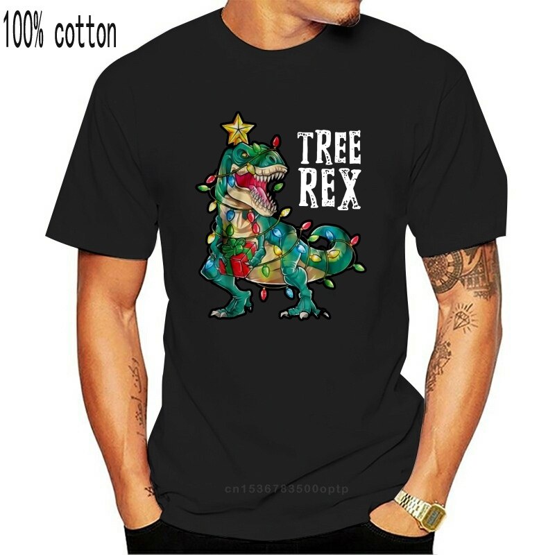 เสื้อยืดผู้ชายตลกแฟชั่น tshirt Tree Rex ตลก T Rex คริสต์มาสเสื้อกันหนาว Tops Tees