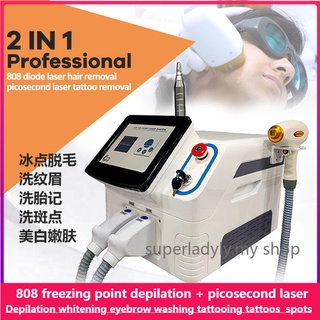 Diode Laser 808 Portable 2 in 1 Laser Hair Removal Pico-second Tattoo Removal Skin Rejuvenation Machine OPT RF Laser Pic