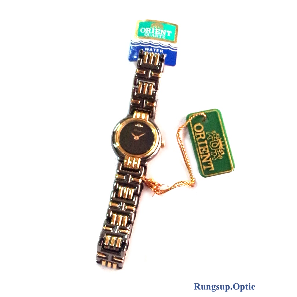 ORIENT นาฬิกาข้อมือผู้หญิงสีนิลสลับทอง กันน้ำได้ Made in Japan