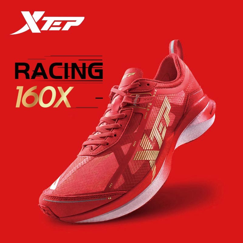 Xtep Racing 160X 1.0 รองเท้าวิ่งมาราธอนผู้ชาย แบบผ้าใบคาร์บอนไฟเบอร์ สไตล์มืออาชีพ สำหรับผู้ชาย 185g