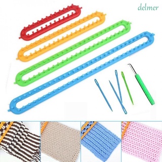 DELMER Portable Knitting Kit DIY Weaving Tool Weaving Loom Pompom Scarf Craft Knitter Plastic 4 Size Sewing Accessories/Multicolor