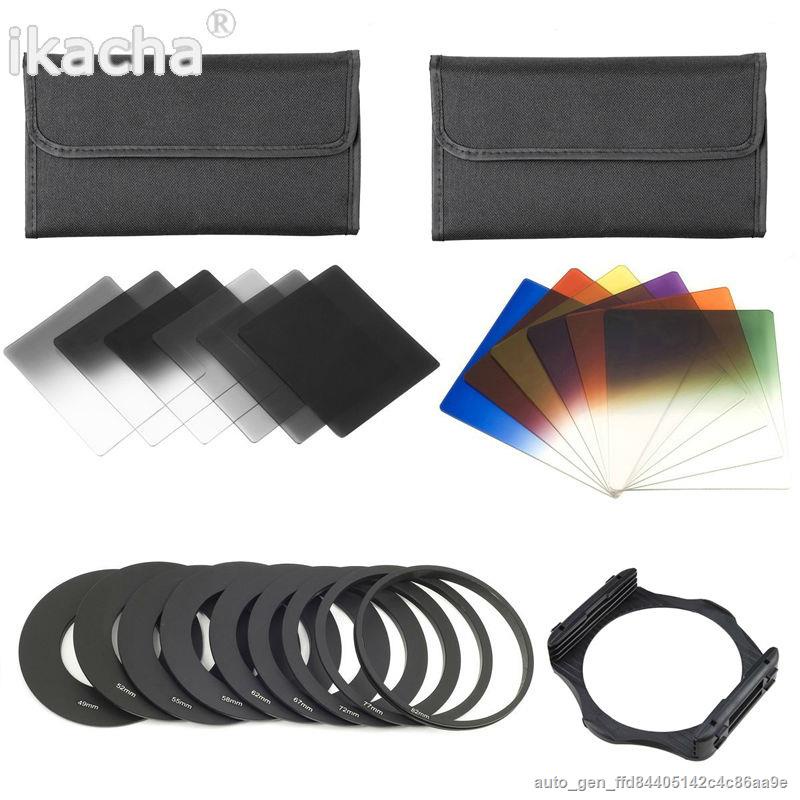 Gradient Neutral Density Filter Kit Nd24816 Blue Orange Red Filter 9 Adapter Ring Holder For