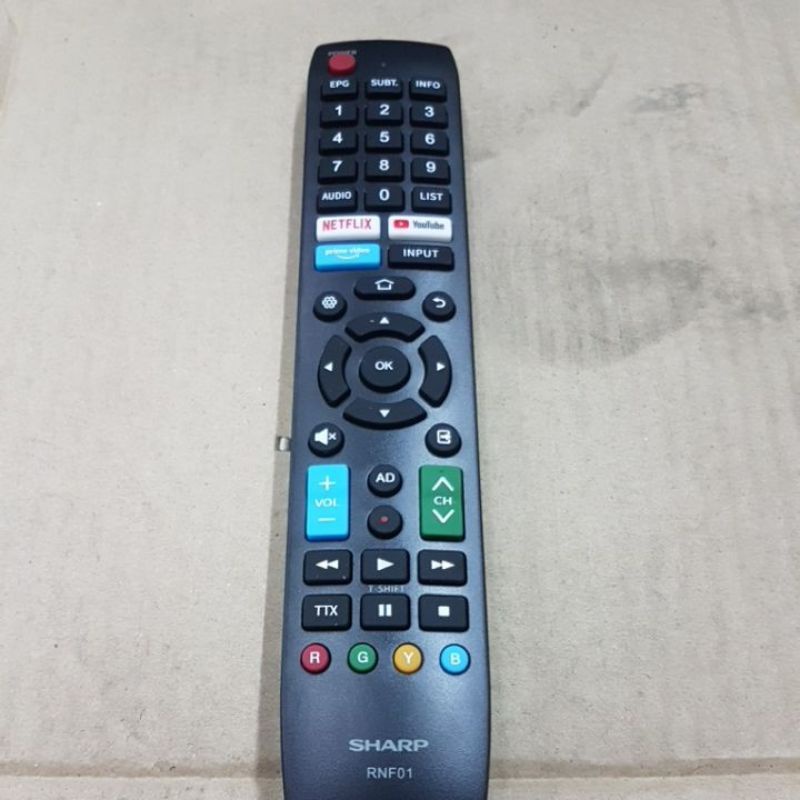 รีโมทใช้สำหรับทีวี sharp Android มีช่อง YouTube netflix รุ่น RNF01,2T-C40CE1X,4T-C55CJ2X