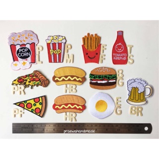 Food, popcorn, burger, pizza iron-patch ตัวรีดติดเสื้อรูปอาหารขนาดใหญ่