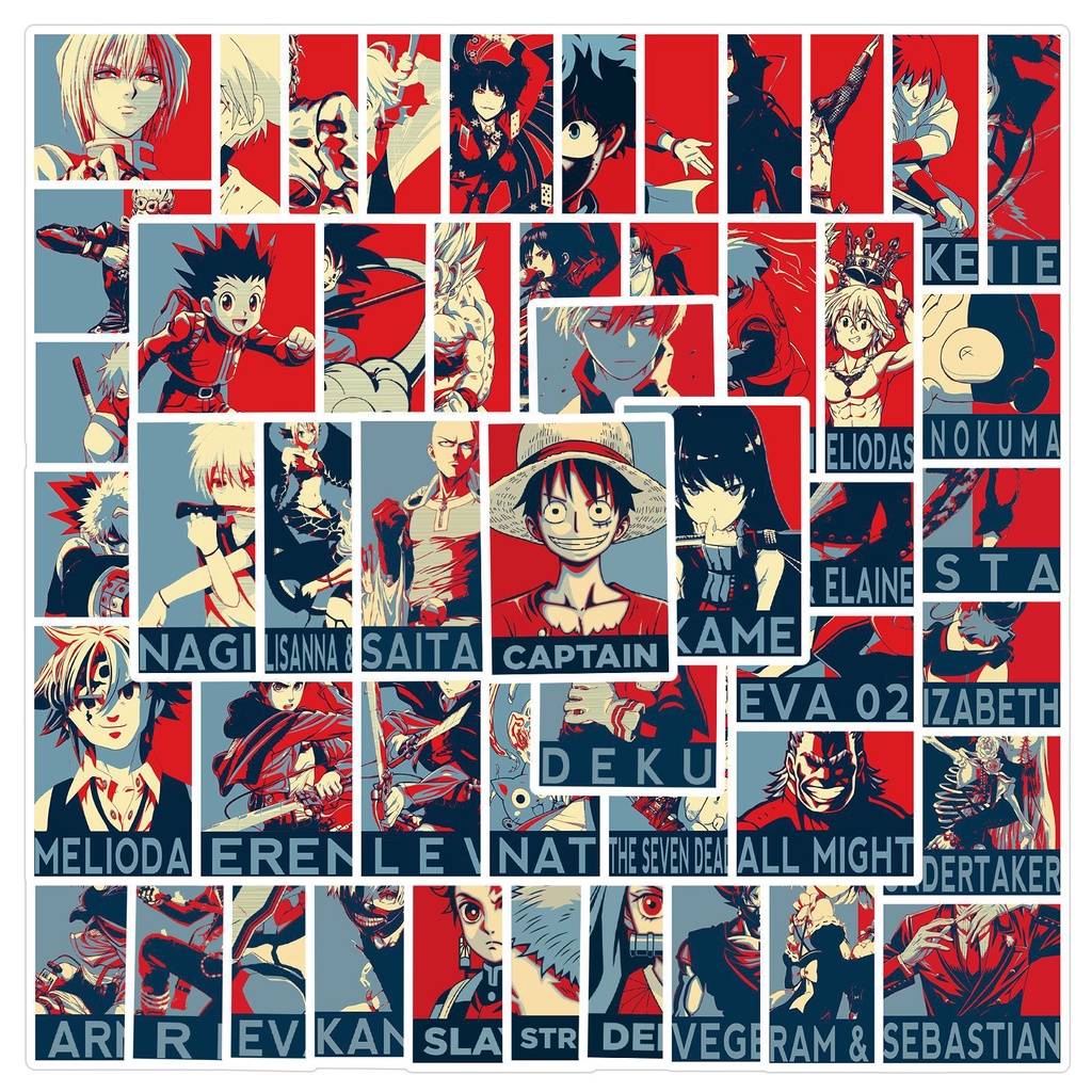 พร้อมส่ง! demonslayer onepiece NARUTO hunter ลายการ์ตูนอะนิเมะ poster jujutsu kaisen 50แผ่น sticker
