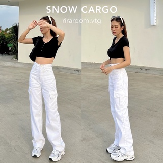 Snow cargo | กางเกงคาร์โก้ กางเกงคาร์โก้ผู้หญิง กางเกงยีนส์ กางเกงยีนส์ผู้หญิง กางเกงยีนส์เอวสูง