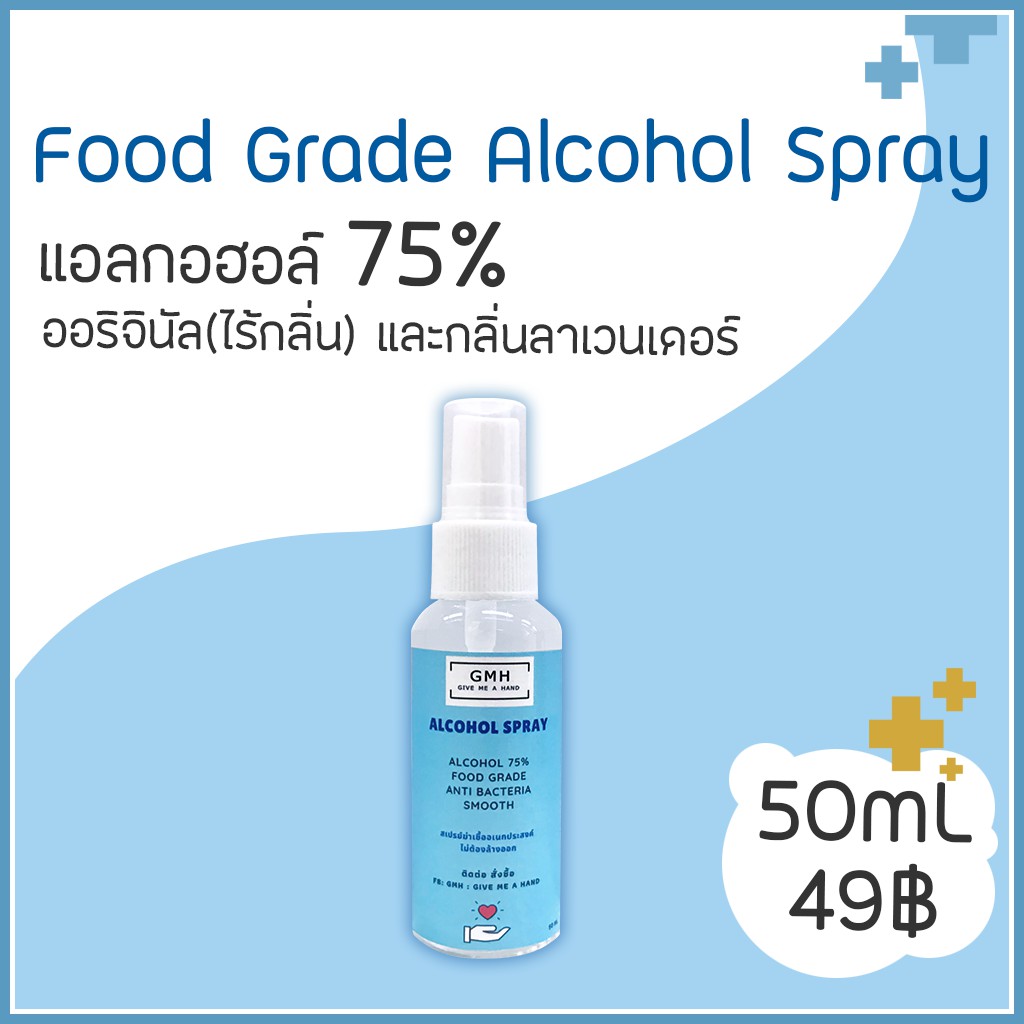 Food Grade Alcohol Spray 50ml แอลกอฮอล์สเปรย์ ฟูดเกรด 50มิลลิลิตร (ไร้กลิ่น และ กลิ่นลาเวนเดอร์) GMH Give Me a Hand