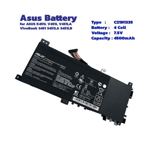 (ส่งฟรี ประกัน 1ปี) แบตเตอรี่ Battery Notebook Asus ASUS K451L V451L V451LA VivoBook S451 S451LA S451LB C21N1335 ของแท้