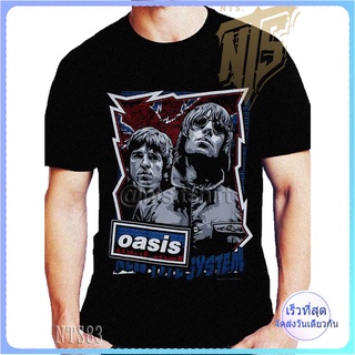 Oasis ROCK เสื้อยืด เสื้อวง เสื้อดำ สกรีนลายอย่างดี ผ้าหนานุ่ม ไม่หดไม่ย้วย  T SHIRT S M L XL XXL