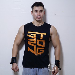 ล้างสต๊อก เสื้อฟิตเนสชายแขนกุดลายTOGสีดำ