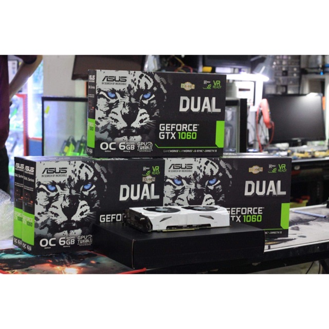 VGA GTX 1060 6gb ddr5 (asus สีขาว) ต่อไฟเลี้ยงการ์ด 6pin การ์ดจอมือสอง
