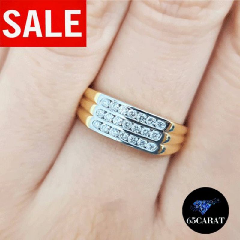65Carat - แหวนเพชรแท้ แหวน3แถว 0.40 กะรัต แหวนแถวเพชรแท้‼️ ดีไซน์เรียบหรู รหัสRI650048