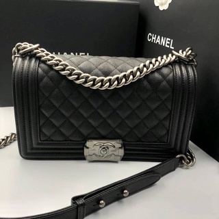 🔥Chanel Boy 10” Original 1:1 หนังคาเวียร์ อะไหล่เงินรมควัน