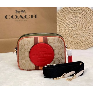 SALE SALE SALE📌📌📌 💥เคลียสต็อค💥Coach Dempsey Camera Bag In Signature Jacquard With Stripe And Coach Patch ((1912))