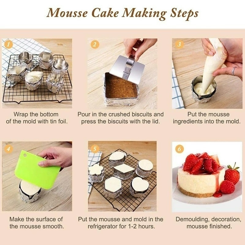 แม่พิมพ์ทําซูชิ เค้ก สเตนเลส โอนิกิริ / แม่พิมพ์ตัด รูปหัวใจ ดอกไม้ ทรงกลม พร้อมแผ่นกด / ของหวาน สําหรับครอบครัว สร้างสรรค์ DIY เครื่องมืออบขนม - รูปที่ 6