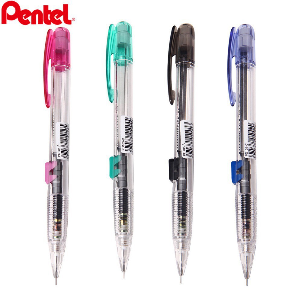 Pentel เพนเทล techniclick mechanical pencil 0.5 มม. PD105 ดินสอกด ด้านข้าง รุ่นฮิต ญี่ปุ่น แบบใส ดำ เขียว น้ำเงิน ชมพู