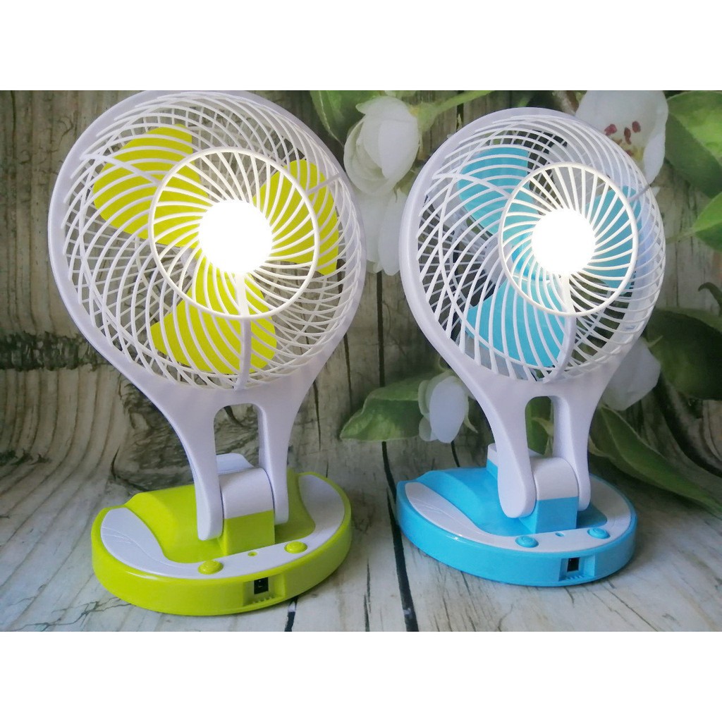 พัดลม USB HT5588 ปรับแรงลมได้ ชาร์จไฟ มีโคมไฟ LED Light with Mini Fan