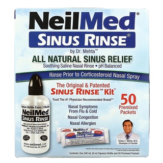 ของแท้🇺🇸 พร้อมส่ง ชุดล้างจมูกน้ำเกลือ50ซอง มาพร้อมขวด NeilMed Sinus Rinse - A Complete Sinus Nasal Rinse Kit, 50 count