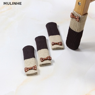 Mulinhe ถุงเท้าขาเก้าอี้ ลายดอกไม้ กันลื่น 4 ชิ้น