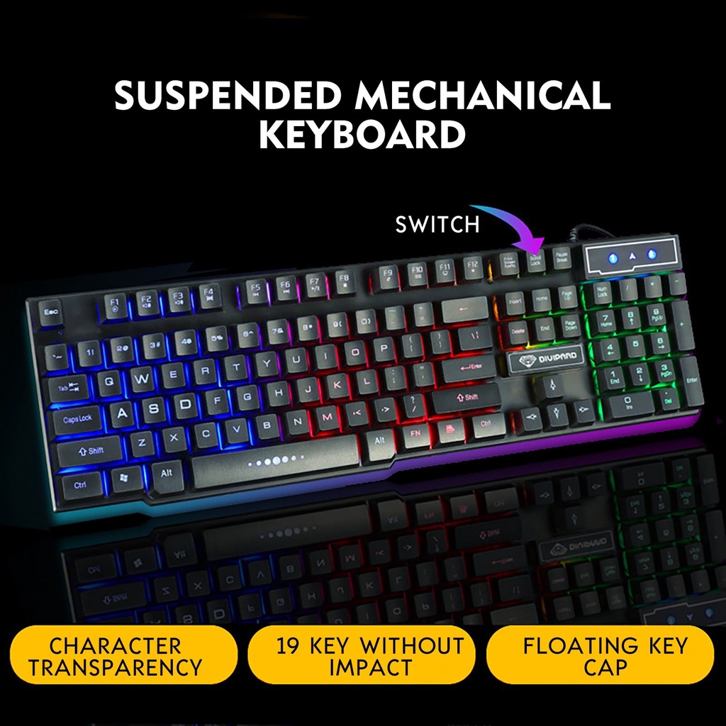 GK50 Gaming Mechanical Keyboard Game Antighosting Floating Ca Black ...