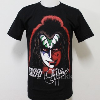 เสื้อยืดผ้าฝ้ายพิมพ์ลายเสื้อวง KISS Gene Simmons เสื้อยืด เสื้อ คีส S117 Size ยุโรป