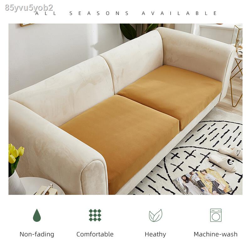 ผ้าคลุมโซฟา♞┇♘Sofa Seat  Cover 1/2/3/4 seater couch cover Pink Yellow  Grey Black Plain Color Elastic Fabric
