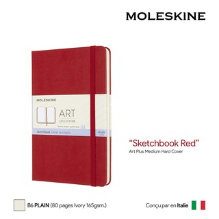 Moleskine Sketchbook Medium Hard Cover (B6) (Scarlet Red) - สมุดสเก๊ตช์ Moleskine B6 ปกแข็ง ไม่มีลาย สีแดง