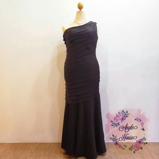 👗ชุดราตรี มือ 2👗 ชุดราตรียาวสีน้ำตาลช็อกโกแลต ไหล่เดี่ยว สำหรับสาวอก 40+