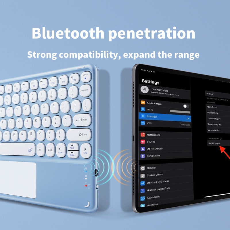 แป้นพิมพ์คอมพิวเตอร์ For iPad Keyboard With Touchpad Bluetooth