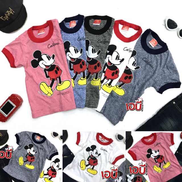 🚩เสื้อยืดเด็กวินเทจผ้าทราย แขนจั๊ม Mickey Mouse Original