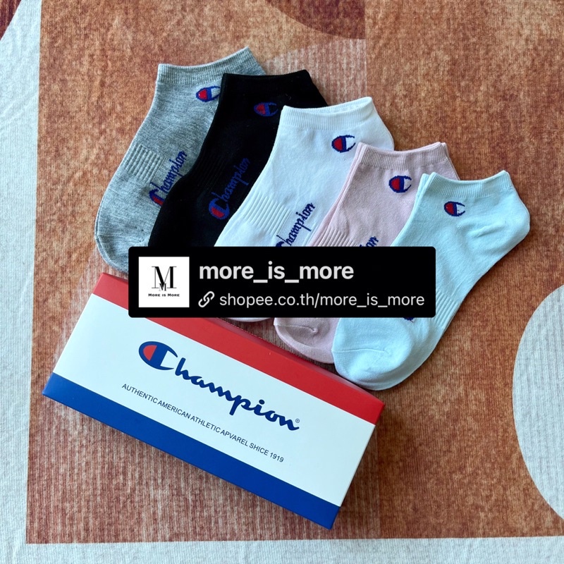 champion⚡️set 5คู่1กล่อง⚡️ ถุงเท้าแบรนด์ข้อสั้น กีฬา งานCotton แฟชั่น พร้อมส่ง