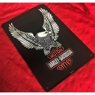 ป้ายดีบุก ลาย Harley Davidson ขนาด 8x12 นิ้ว สไตล์วินเทจ จํานวน 1 ชิ้น