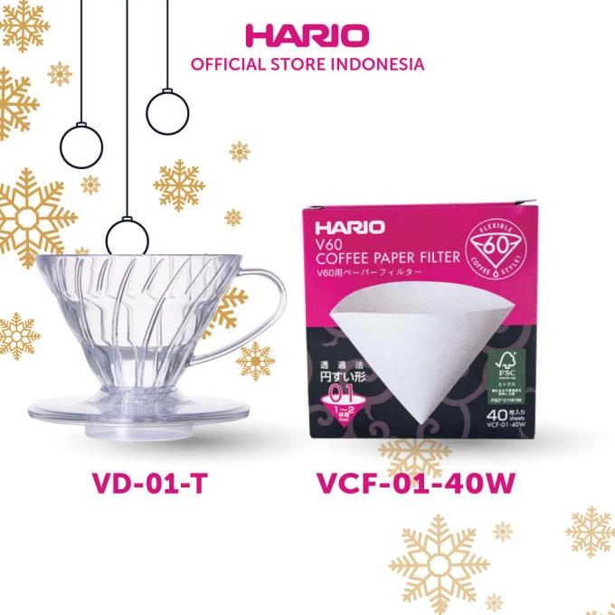 Hario V60 Paper Filter 01 + Dripper 01 Transparent VD-01T LIMITED STOCK รหัส 798