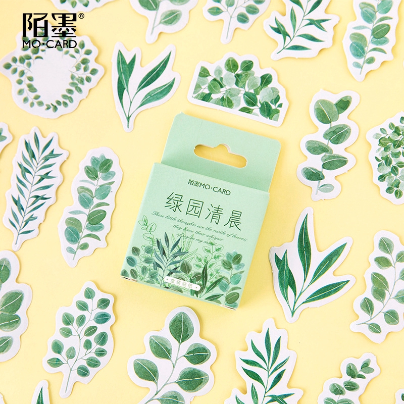 45 ชิ้น / กล่อง สร้างสรรค์ สีเขียว สวน พืช สติกเกอร์ เครื่องเขียน เกล็ด สมุด DIY สติกเกอร์ตกแต่ง