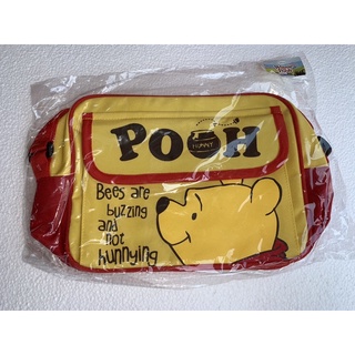 กระเป๋าสะพายแบบผ้าผสมหนัง Pooh Disney ใหม่แท้