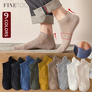 Finetoo ถุงเท้าข้อสั้น ผ้าฝ้าย สีพื้น สําหรับผู้ชาย 38-44 3 คู่ ต่อชุด