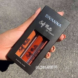 ลิปแมท sivanna lip matte set ลิปเซท 3 แท่ง สีสุดชิค โทนสีสดใสส้มอิฐ ส้มแดง ส้มอมน้ำตาล