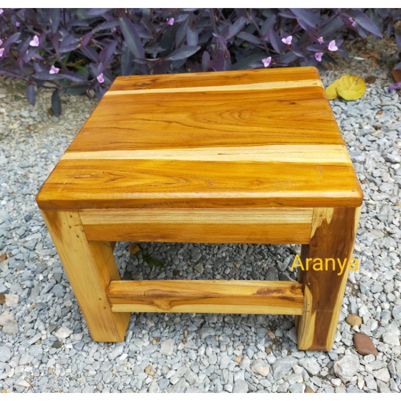 เก้าอี้ ตั่งนั่ง เตี้ย ไม้สักแท้ (#1) 30×30×22-25 ซม.ข้อมูลเพิ่มอ่านด้านล่าง