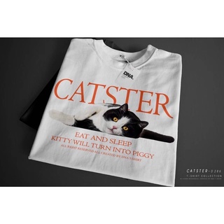 เสื้อยืดคอกลมดีเทลลายแมว CATSTER