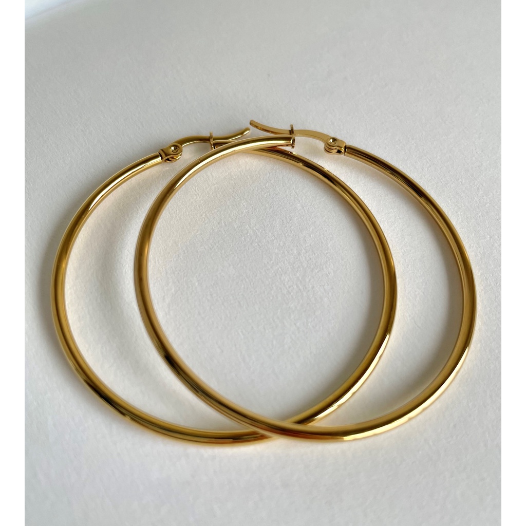 𝐴𝑆𝐻𝐼𝑅𝐴 | ต่างหูห่วงใหญ่ ชิคเก๋ (18k gold plated) oversize thin hoop earrings