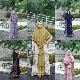 Gamis Bermerks Set Syari Ori Gamis Ceruty เสื้อยืดพิมพ์ลายสําหรับตกแต่งบ้าน