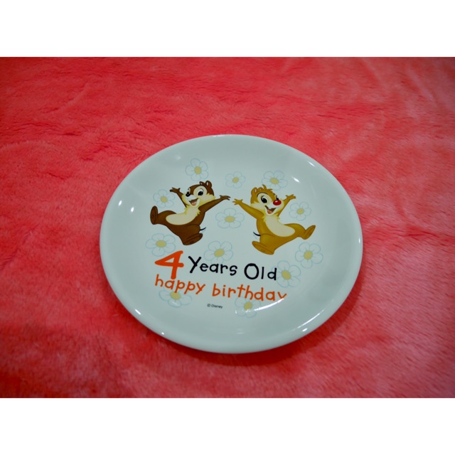 จานเซรามิค Chip 'n' Dale 🎉4 Years Old Happy Birthday🎂 Disney