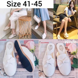 พร้อมส่ง‼️รองเท้าเปิดส้นโบว์ พื้นนิ่ม Sz.41-45 (เพิ่มไซส์)