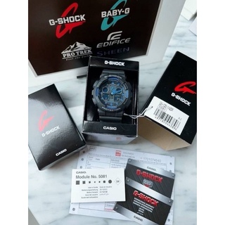 G-Shock​ สีดำเข็มน้ำเงิน​ มีWorld time, Auto​ light​ กันน้ำ200ม.