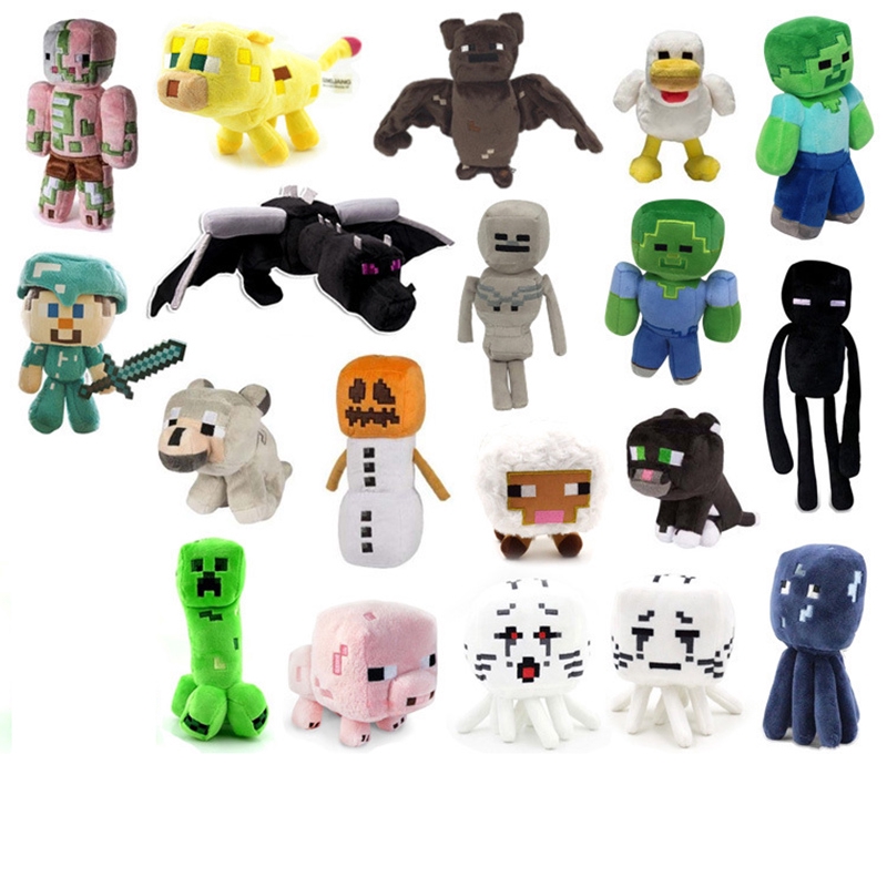 น่ารัก Minecraft ตุ๊กตาของเล่นตุ๊กตา Zombie ค้างคาว Steve ปลาหมึก Mooshroom Enderman Ocelot หมูเด็กแกะเด็กวันเกิด