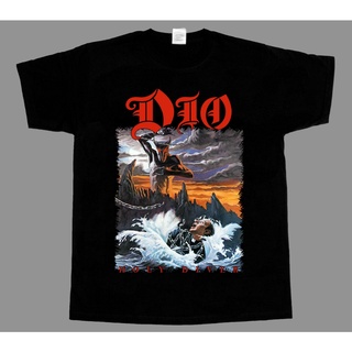 เสื้อยืดผ้าฝ้ายพิมพ์ลายขายดี เสื้อยืดแขนสั้น พิมพ์ลาย Dio Holy Diver สีดํา สําหรับคู่รัก